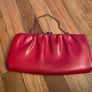 Red leather clutch VTG - free w/bundle